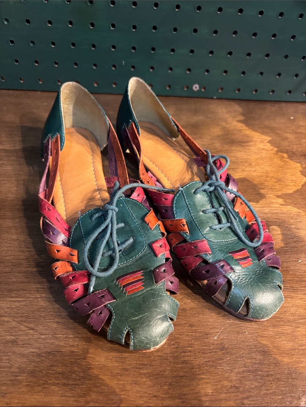 Truffles Leather Woven Huarache Oxford Flats Multicolor 9M Brazil